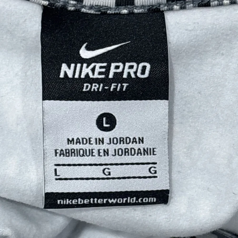 Nike Pro 1/2 Zip Hyperwarm Dri Fit Fleece Lined Top Geometric Large